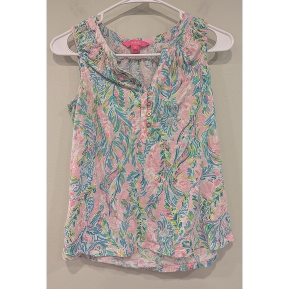 Lilly Pulitzer Essie Cotton Tank Top In Pink And Green Size Small - Picture 5 of 5